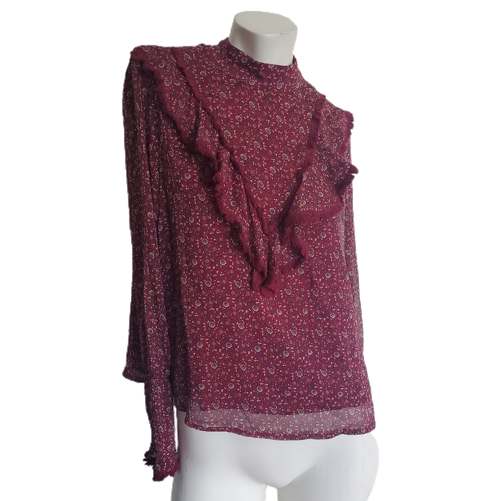Blush Noir chiffon prairie blouse